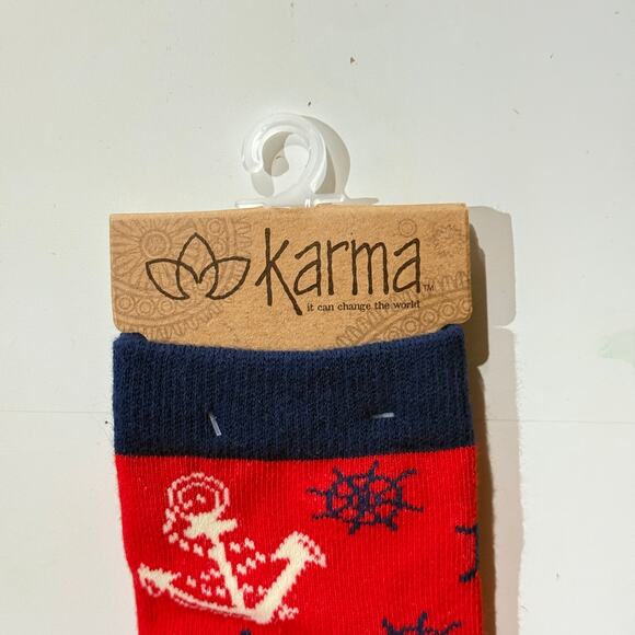 Karma Nautical Themed Socks Red, Blue White One Size - Picture 2 of 4